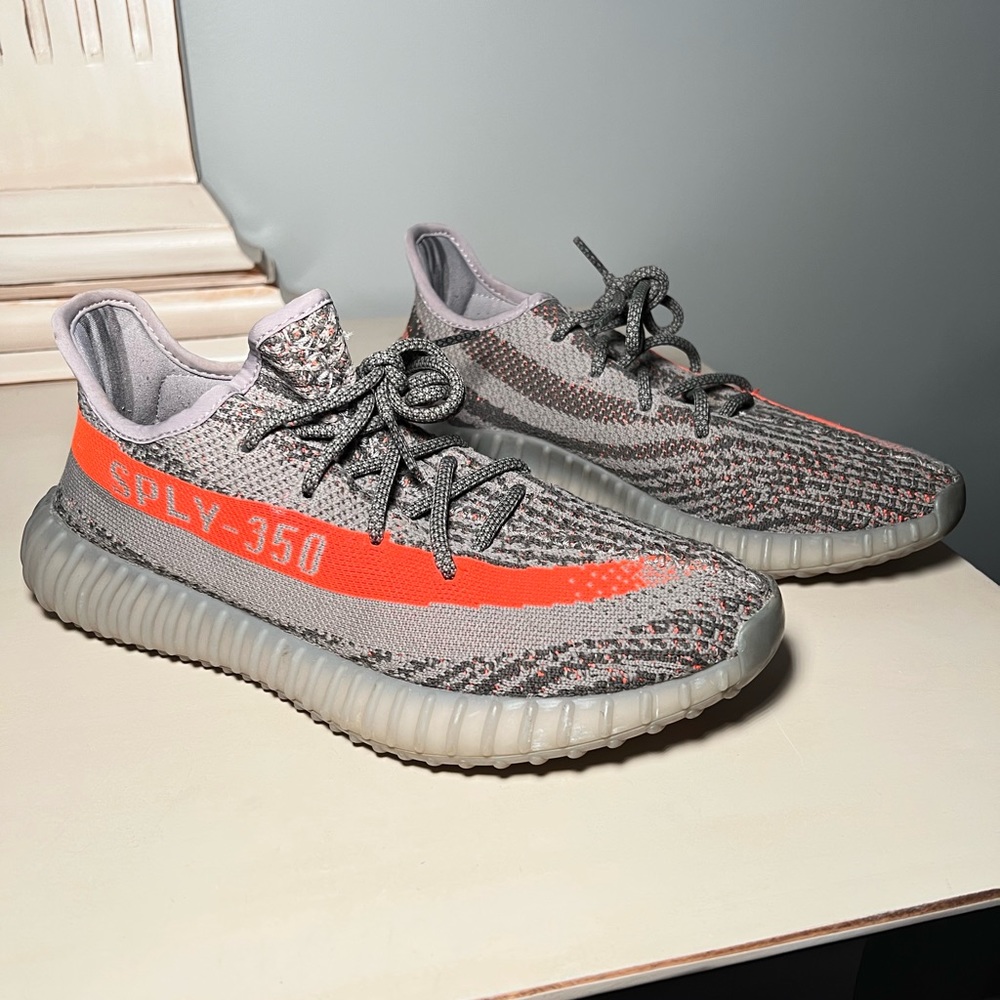 Yeezy Boost 350 V2 Gray and Orange Sneakers